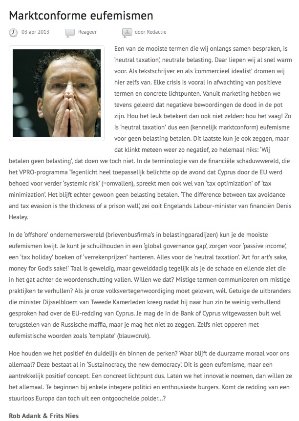 #Column over #sustainocratie op @commercieelexcelleren