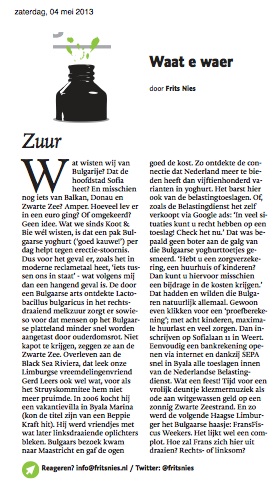 #Column in #DagbladDeLimburger over #Bulgaren #Fraude en #FransFiscus #Weekers
