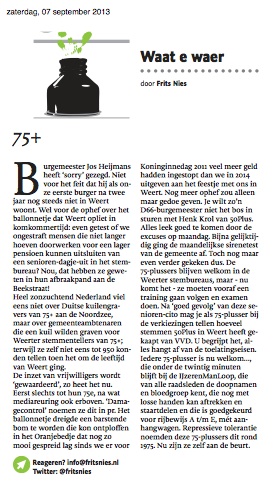 #Column in Dagblad De #Limburger over #75+ in #Weert