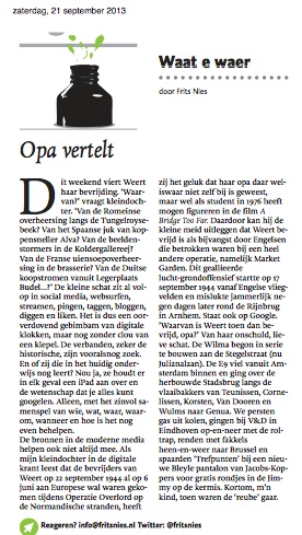 #Column over #bevrijding in Dagblad #DeLimburger