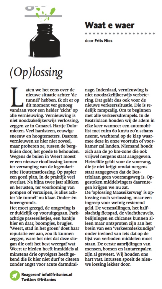 #Column in #DeLimburger over #oplossingen in #Weert